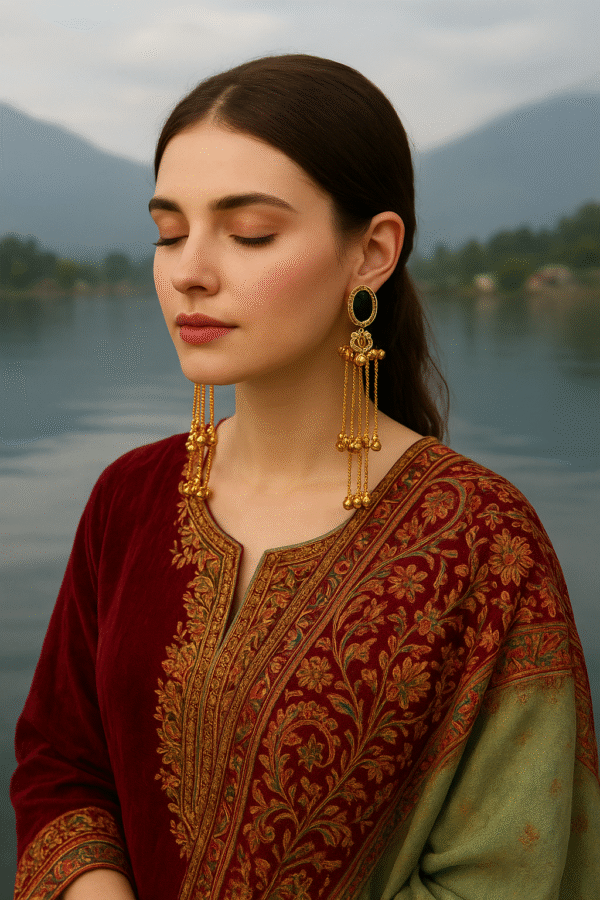 traditional kashmiri long jhumka earrings