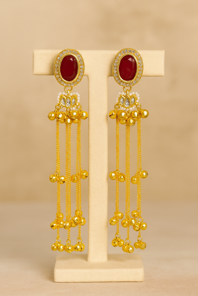 Traditional Kashmiri Long Jhumka Earrings