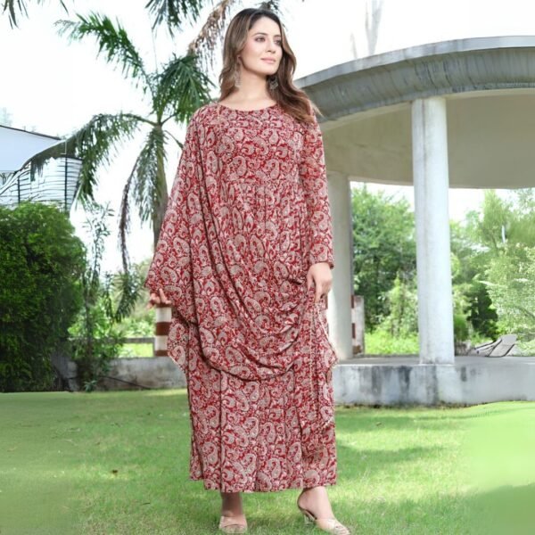 elegant digital print fox georgette gown with dupatta
