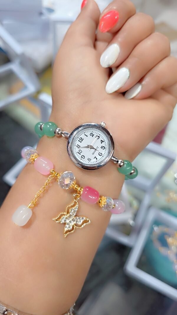 premium stylish beaded bracelet watch for women & girls