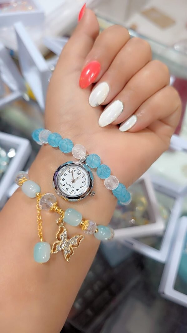 premium stylish beaded bracelet watch for women & girls