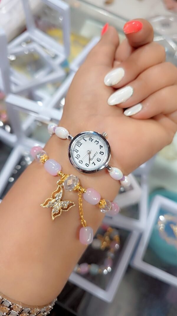 premium stylish beaded bracelet watch for women & girls