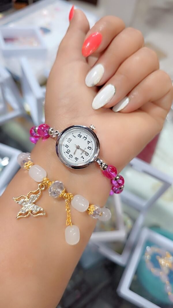 premium stylish beaded bracelet watch for women & girls