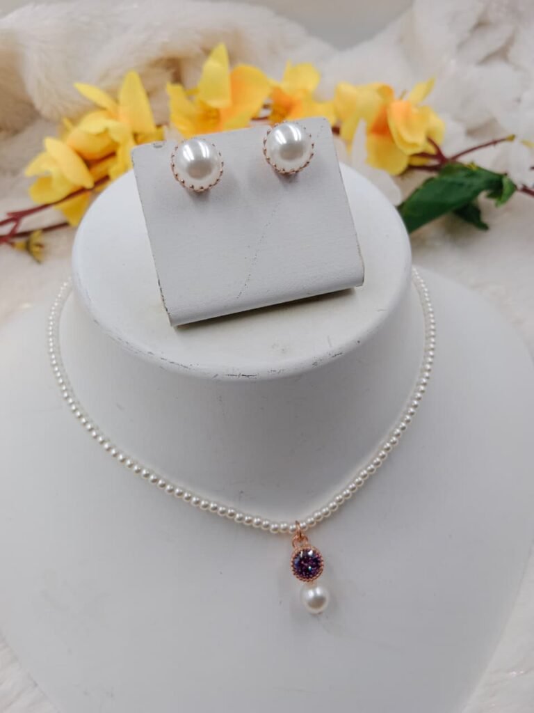 Royal Grace Pearl Necklace & Stud Earrings Set