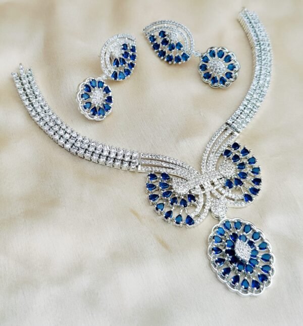 premium diamond cut stone necklace set