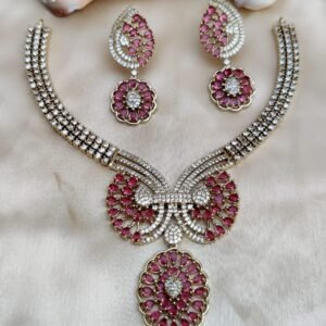 Premium Diamond-Cut Stone Necklace Set