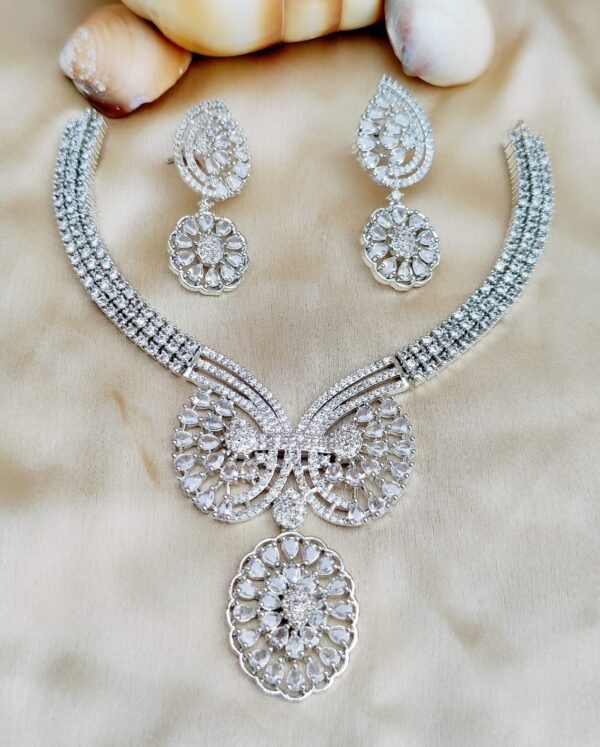 premium diamond cut stone necklace set