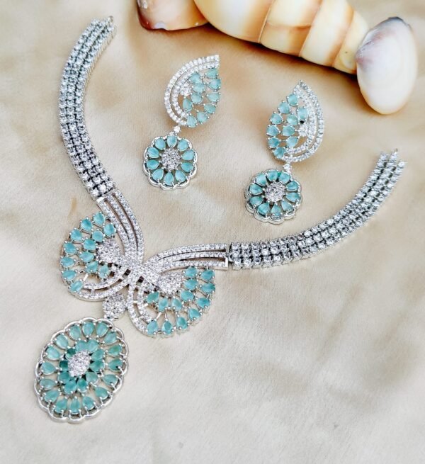 premium diamond cut stone necklace set