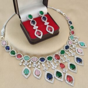 white crystal bridal necklace set