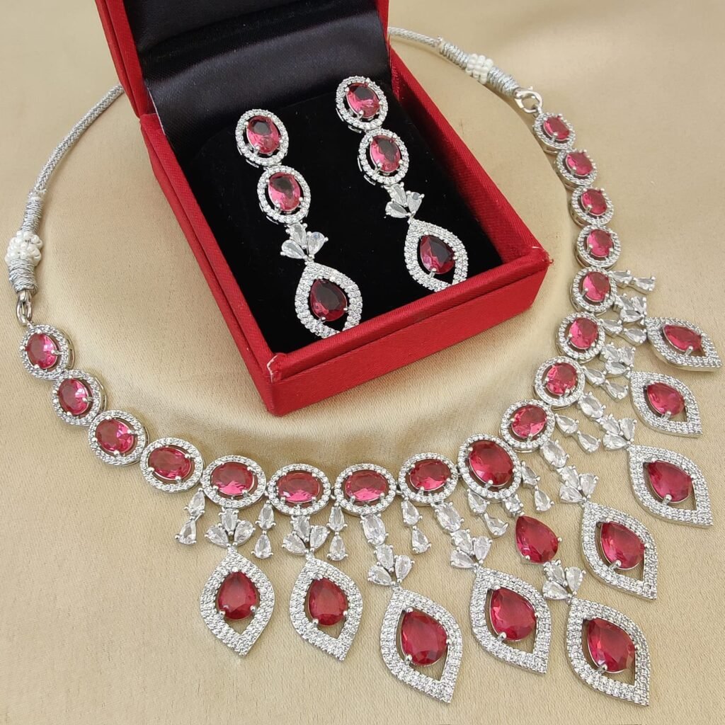 Ruby Red Stone Necklace Set