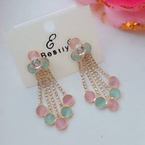 Crystal Drop Earrings with Rhinestone Chains