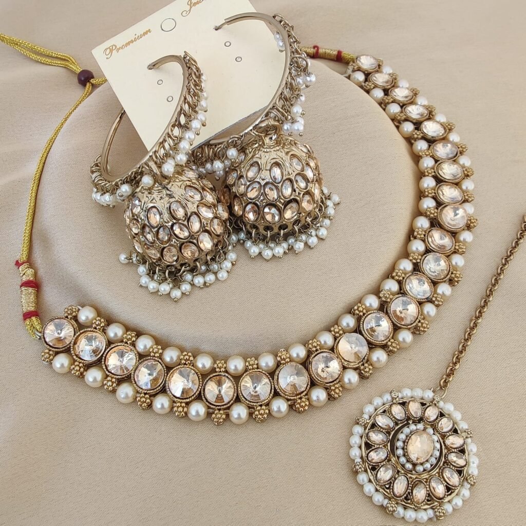 Royal Pearl & Ruby Choker Set + Colorful Kundan Necklace with Jhumka Earrings