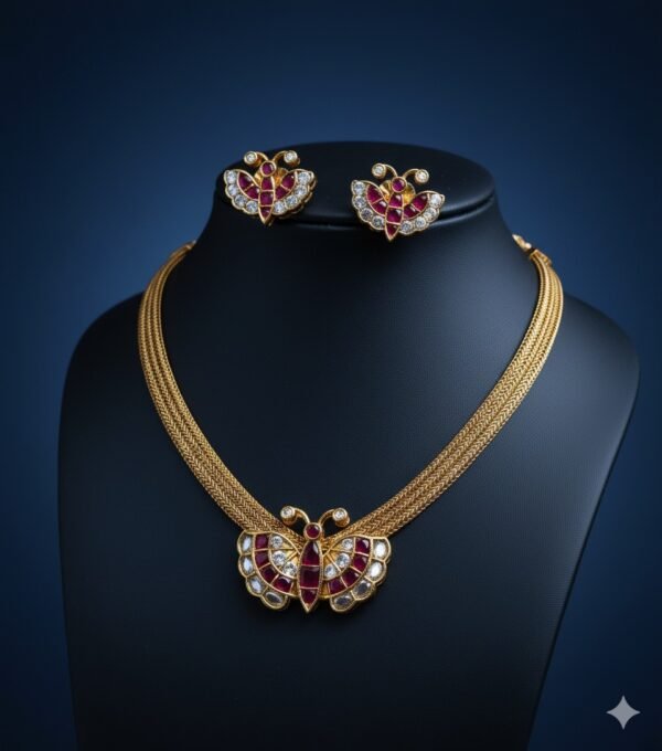 royal kundan & emerald choker necklace set with matching earrings