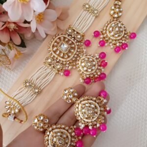 Royal Kundan & Pink Beaded Bridal Jewellery Set