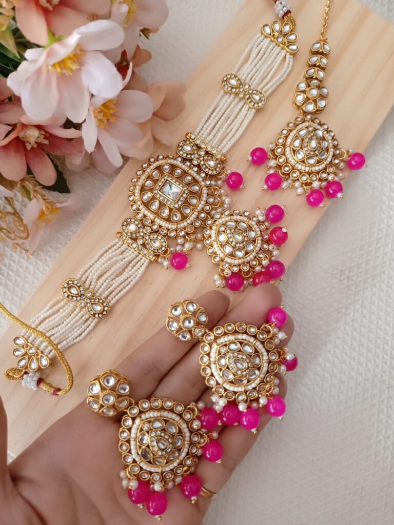 Royal Kundan & Pink Beaded Bridal Jewellery Set