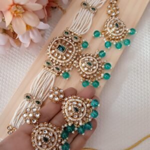 Royal Kundan & Green Beaded Bridal Jewellery Set