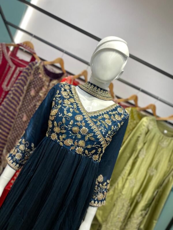 premium blooming vichitra embroidered kurti pant dupatta set