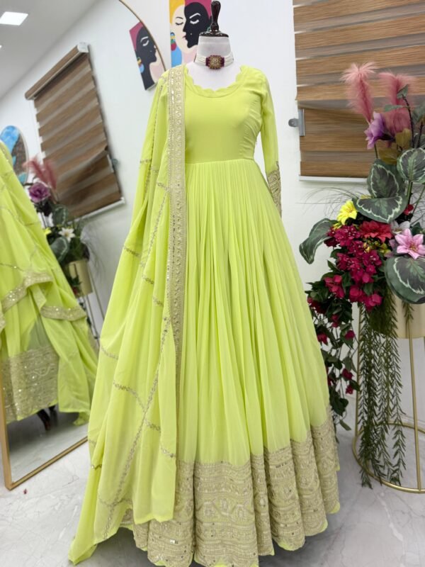 designer embroidered anarkali gown with dupatta – mauve elegance