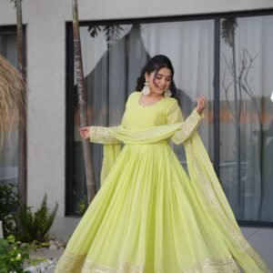 designer embroidered anarkali gown with dupatta – mauve elegance