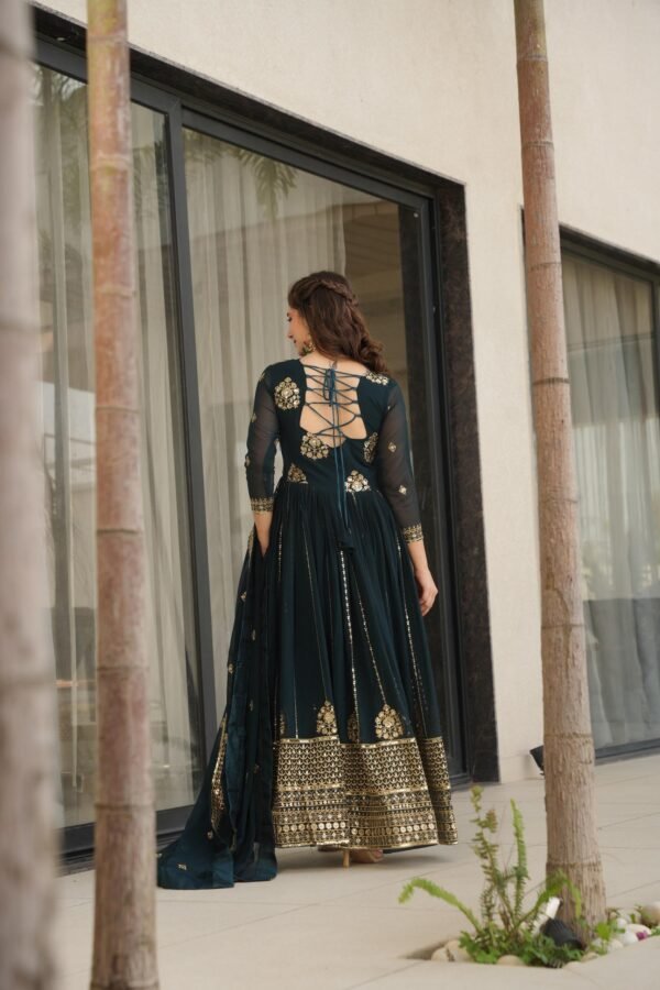 premium faux blooming zari embroidered gown with dupatta