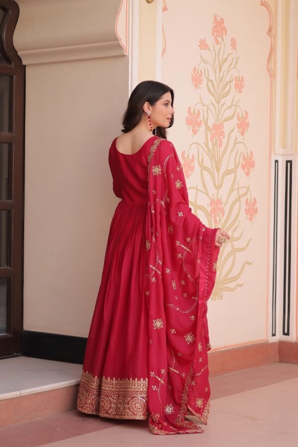 crush chinon printed lehenga with mukesh work – pink peach floral design