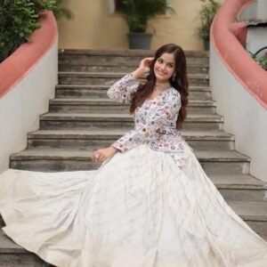 premium designer sequins embroidered readymade co ord set | peplum blouse & viscose lehenga | sajdeya 2025 collection