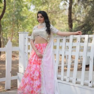 designer digital printed georgette lehenga choli with sequins & thread embroidery | sajdeya 2025 collection