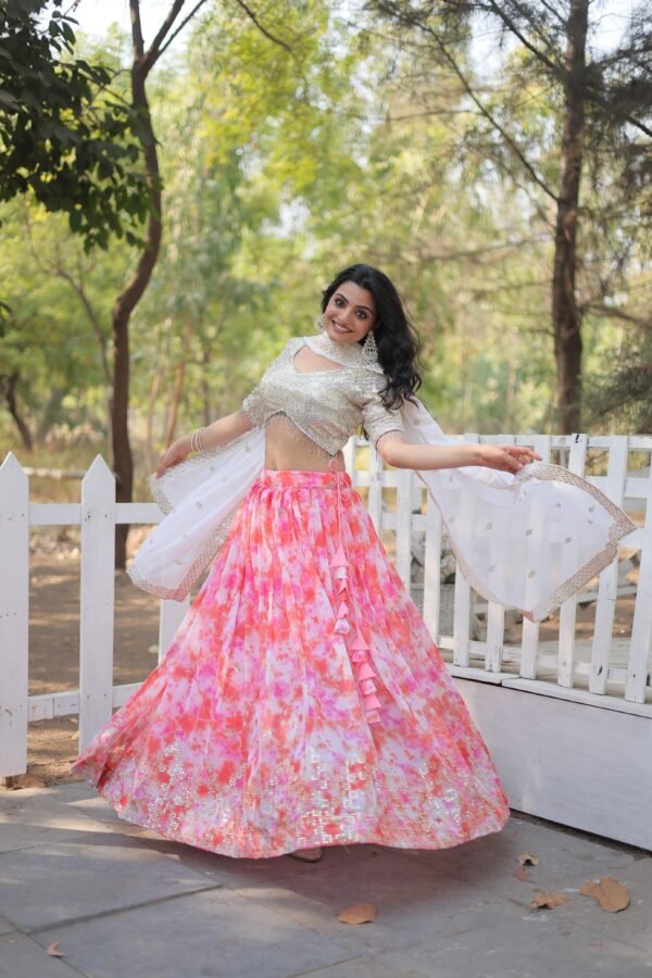 designer digital printed georgette lehenga choli with sequins & thread embroidery | sajdeya 2025 collection
