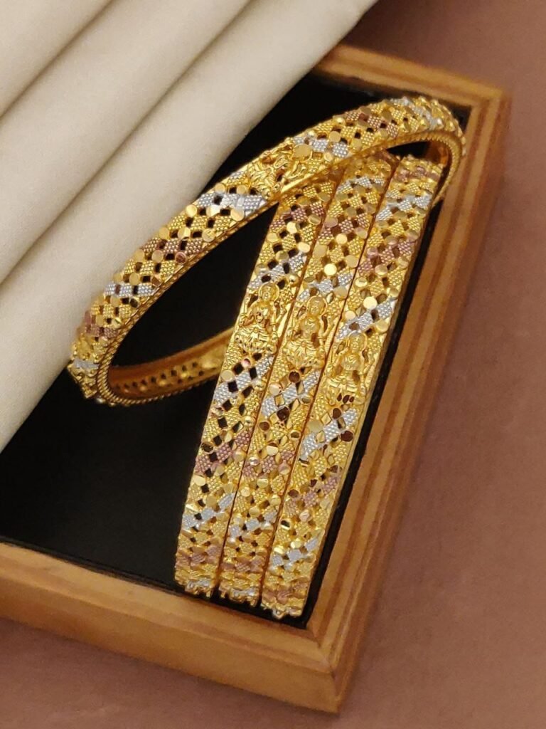 Gold-Plated Temple Design Bangles | Traditional Antique Finish Bridal Jewellery – Sajdeya