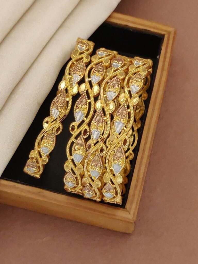 Elegant Gold-Plated Designer Bangles – Traditional Ethnic Wear for Women | Sajdeya