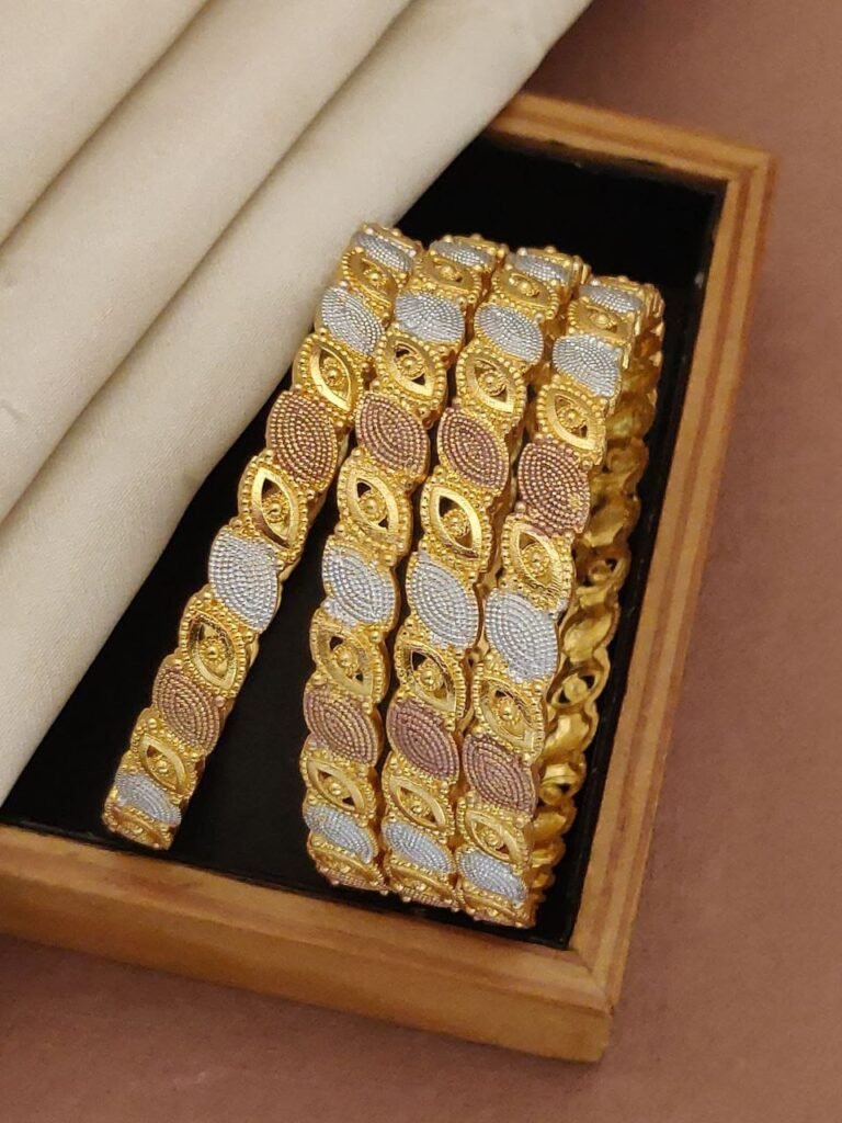 Royal Dual-Tone Gold-Plated Bangles – Traditional & Bridal Jewellery for Women | Sajdeya