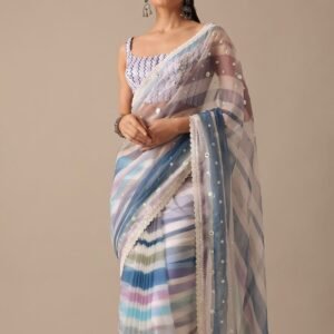 premium georgette digital print saree with sequins & embroidery work – unstitched blouse | sajdeya