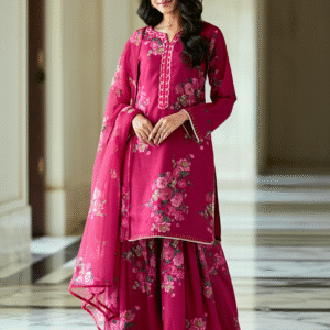 fuchsia bloom digital print georgette suit set | ready to wear designer collection