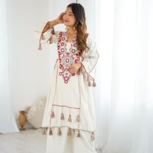 sajdeya special premium khadi cotton mirror work co ord set