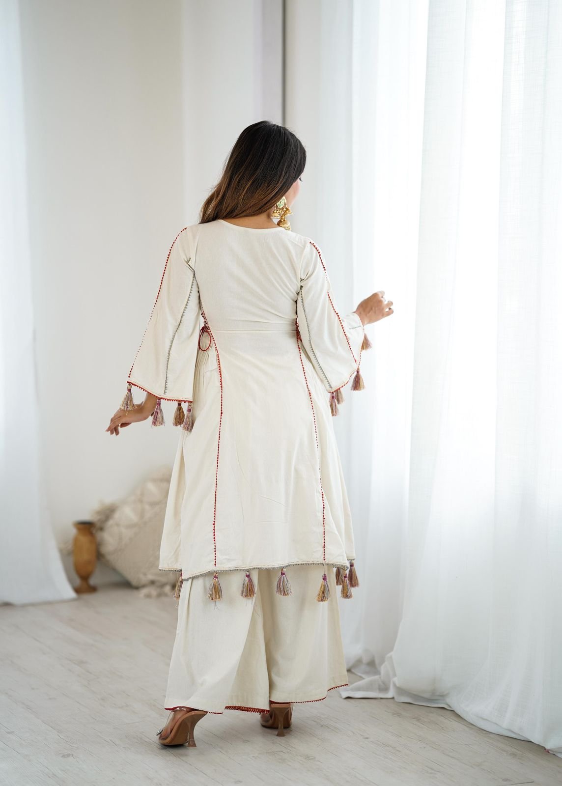 sajdeya special premium khadi cotton mirror work co ord set sajdeya special premium khadi cotton mirror work co ord set