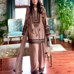 luxury silk embroidered mirror work suit set with dupatta