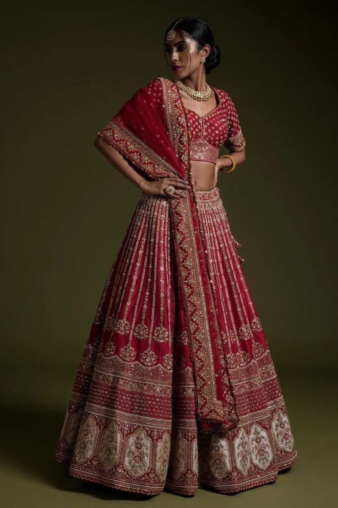Designer Maroon Rangoon Silk Lehenga Set with Heavy Sequins & Dori Embroidery