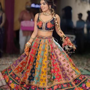 navratri special designer multicolor muslin chaniya choli set