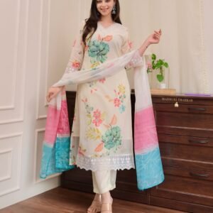 reshmi organza dupatta pant set – handwork edition